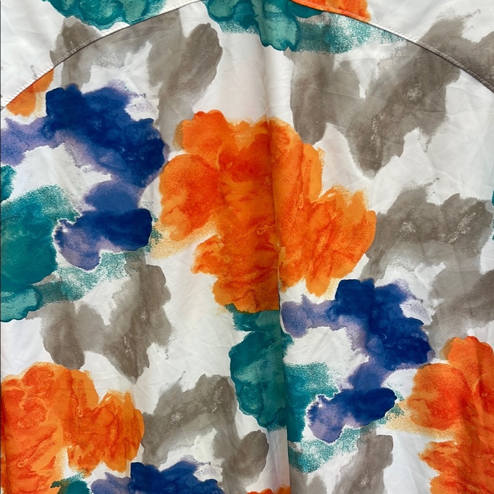 All in Motion Orange and Blue Casual Button Down Shirt - Picture 4 of 6